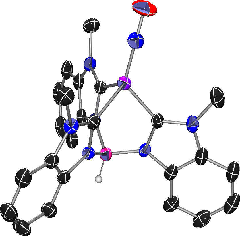 A nickel nitrosyl complex with a tris(carbene)borate ligand containing benzimidazolylidenes. First made by Salvador Muñoz.